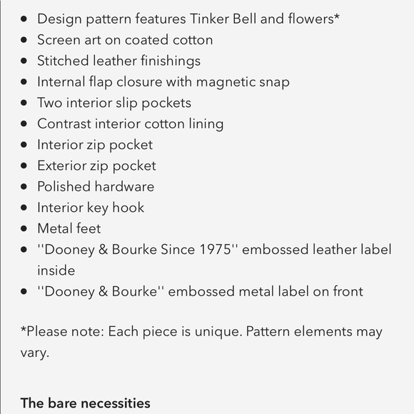 Disney Dooney & Bourke Tinker Bell Tote. New w/tag - Picture 12 of 12